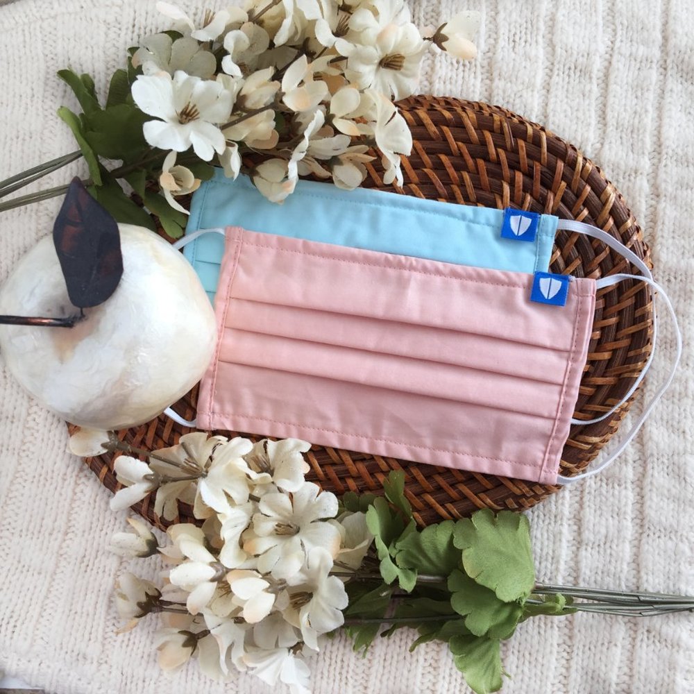 NEW! 2 PACK Cloth Face Mask - Coral Blue and Peach